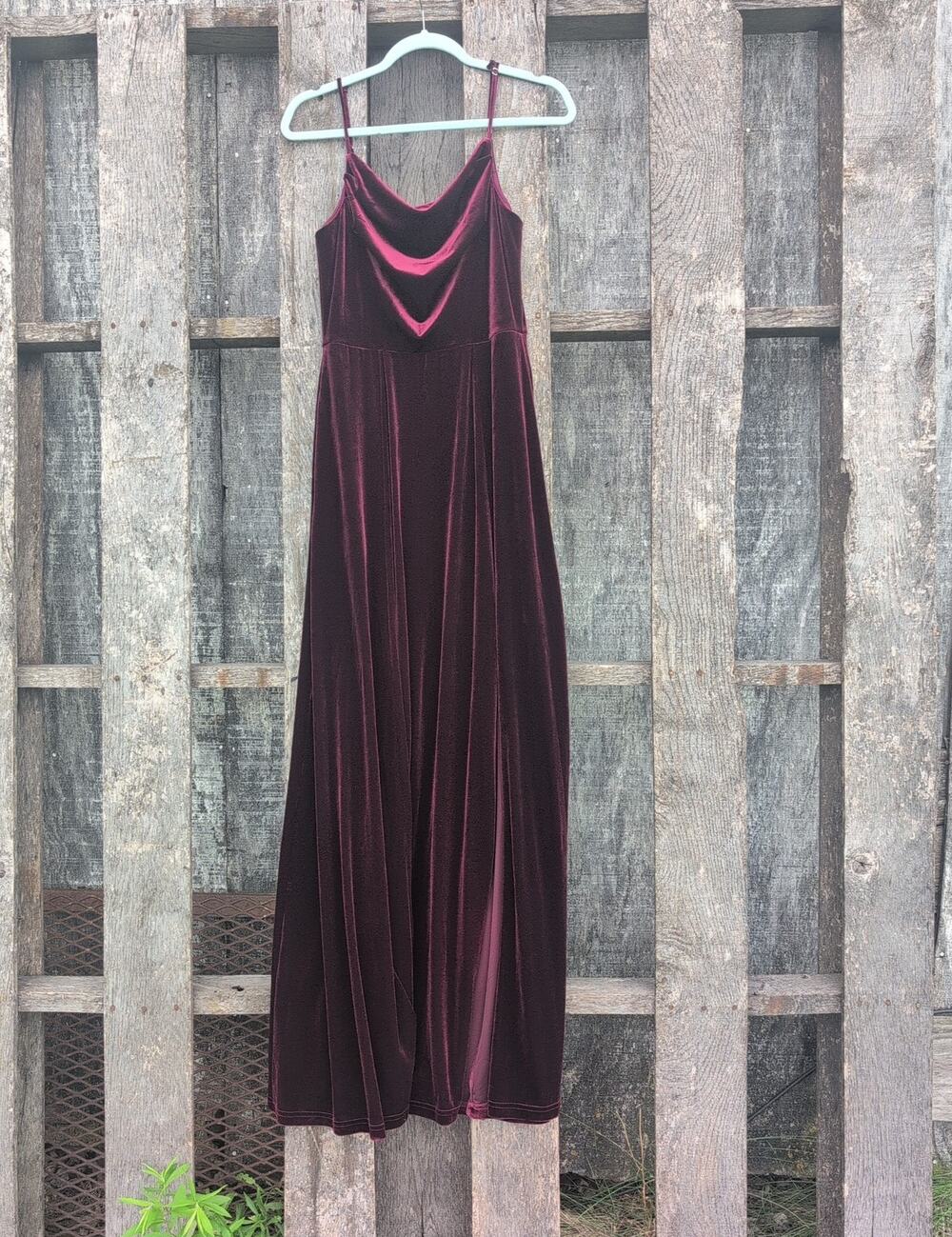 Vintage Y2K Celebrate Velvet Maxi Vampy DarkCoquette  Dress Thigh Slit Women's 6
